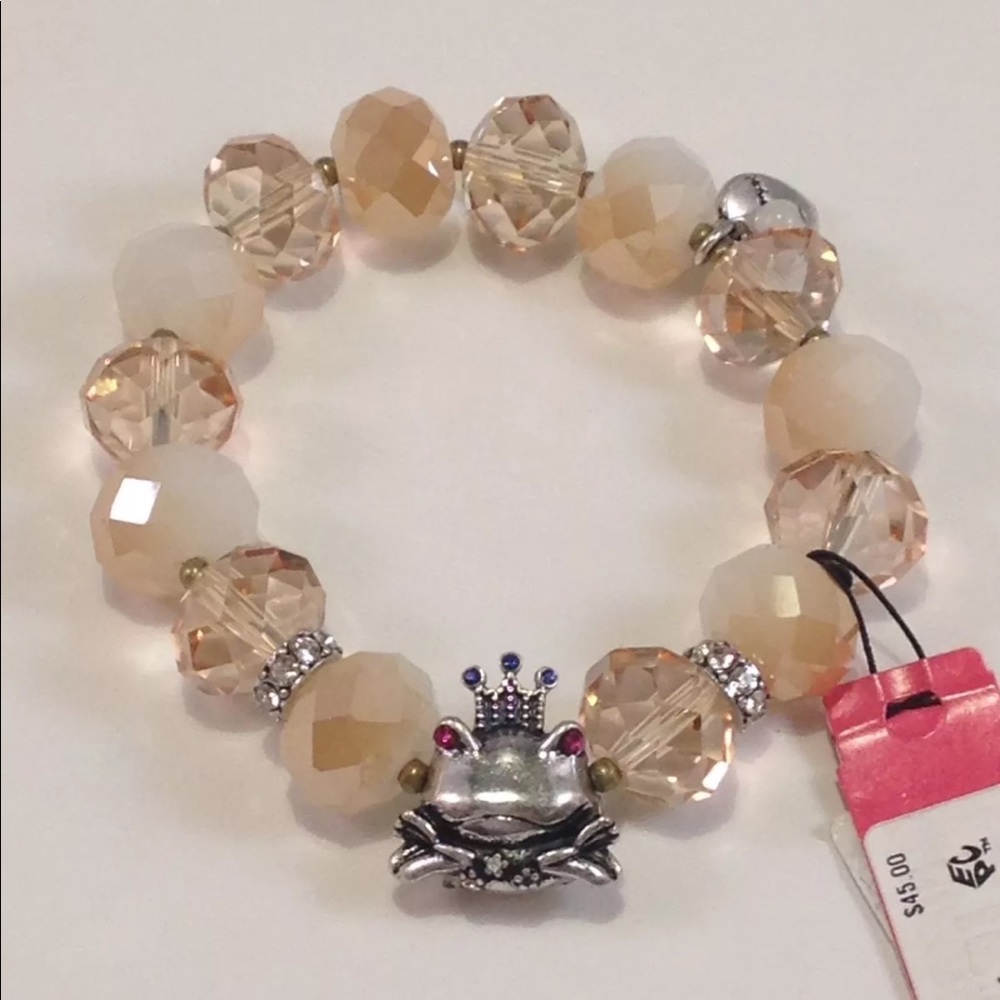 Betsey Johnson Frog Cherry Bead Stretch Bracelet